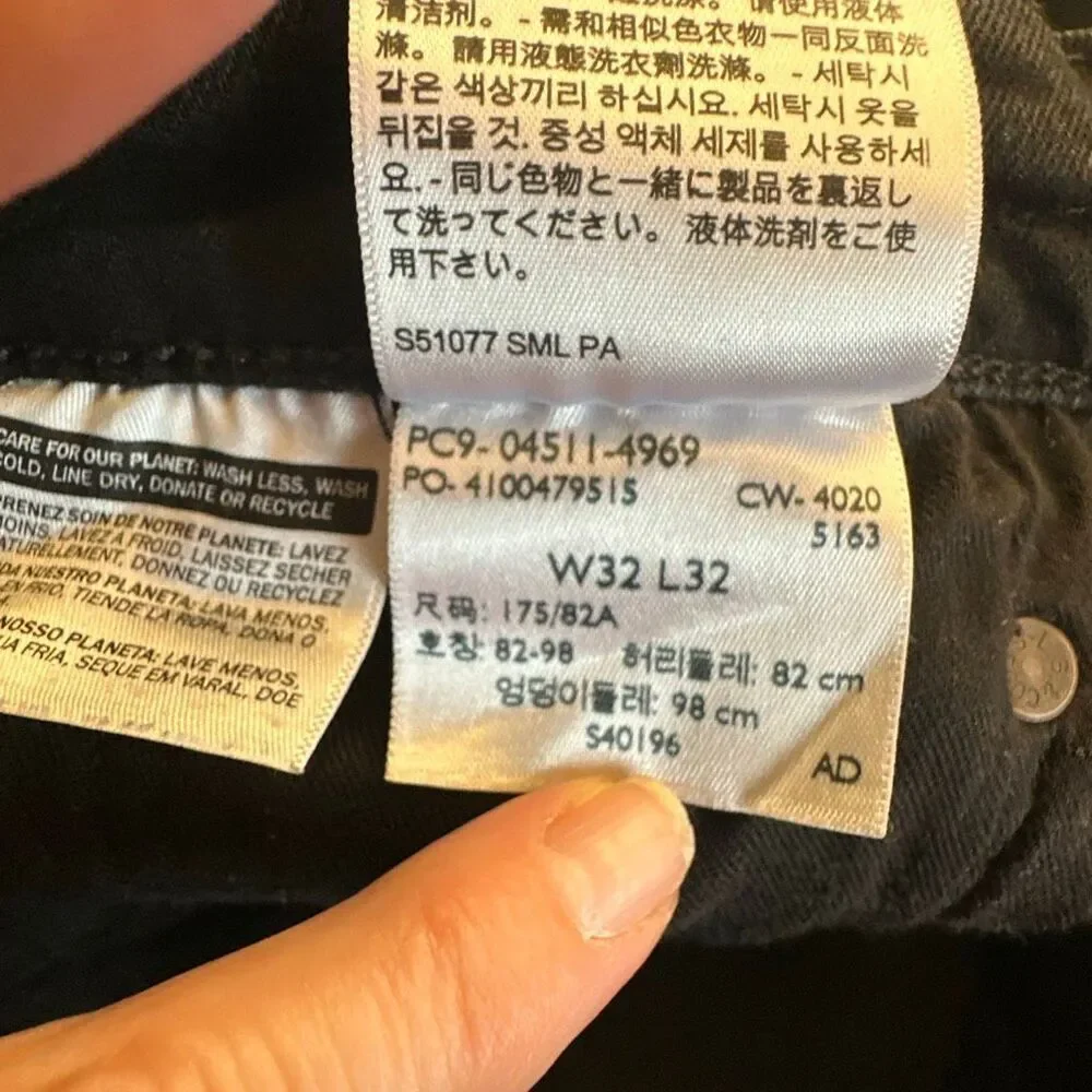 Levi’s 511 Jeans Mens 32 Black Slim Fit‎ Denim Premium San Francisco Stretch